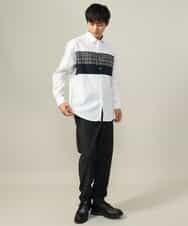 KHLLV26059 a.v.v MEN(アー・ヴェ・ヴェ) 【ON/OFF兼用】シャンブレー裏起毛スマートテーパードパンツ(セットアップ可） ネイビー