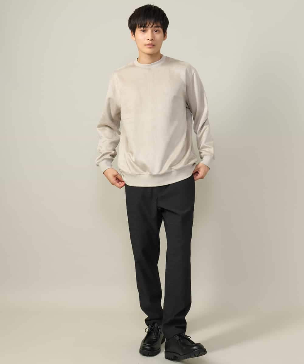 KHLLV26059 a.v.v MEN(アー・ヴェ・ヴェ) 【ON/OFF兼用】シャンブレー裏起毛スマートテーパードパンツ(セットアップ可） ネイビー
