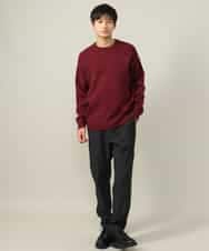 KHLLV26059 a.v.v MEN(アー・ヴェ・ヴェ) 【ON/OFF兼用】シャンブレー裏起毛スマートテーパードパンツ(セットアップ可） ネイビー