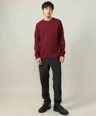 KHLLV26059 a.v.v MEN(アー・ヴェ・ヴェ) 【ON/OFF兼用】シャンブレー裏起毛スマートテーパードパンツ(セットアップ可） ネイビー