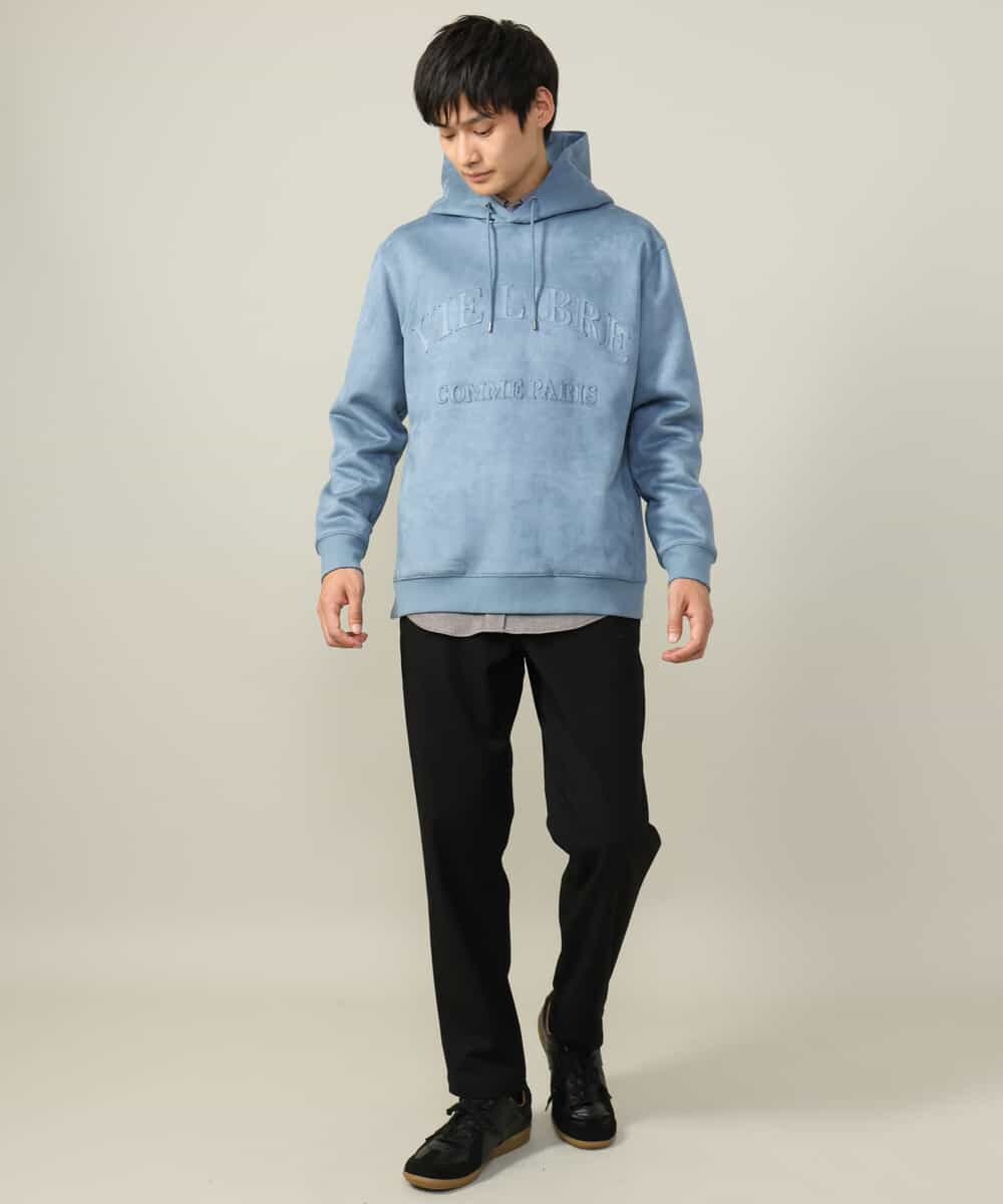 KHLLV26059 a.v.v MEN(アー・ヴェ・ヴェ) 【ON/OFF兼用】シャンブレー裏起毛スマートテーパードパンツ(セットアップ可） ネイビー