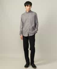KHLLV26059 a.v.v MEN(アー・ヴェ・ヴェ) 【ON/OFF兼用】シャンブレー裏起毛スマートテーパードパンツ(セットアップ可） ネイビー