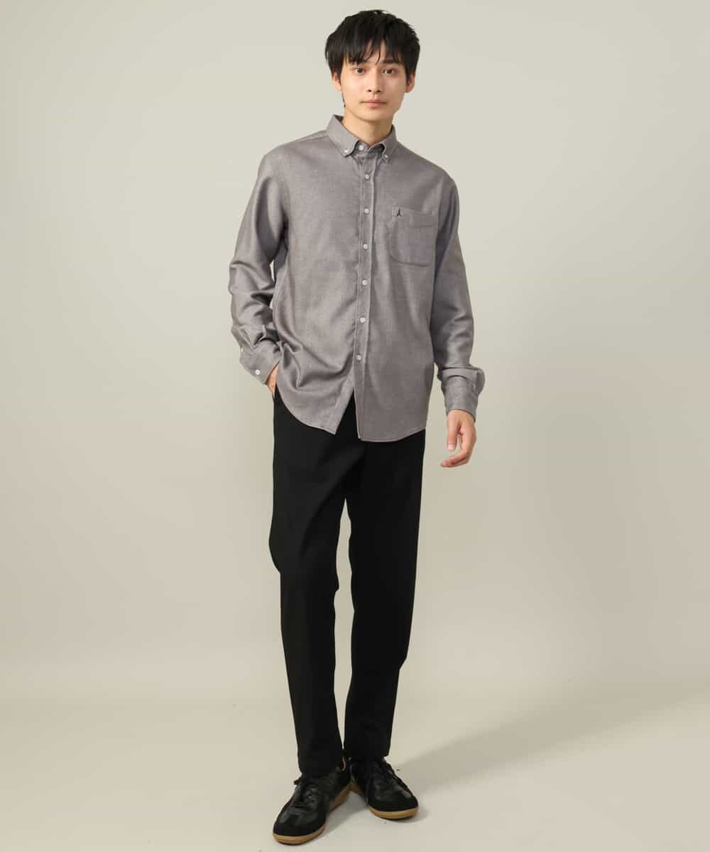 KHLLV26059 a.v.v MEN(アー・ヴェ・ヴェ) 【ON/OFF兼用】シャンブレー裏起毛スマートテーパードパンツ(セットアップ可） ネイビー