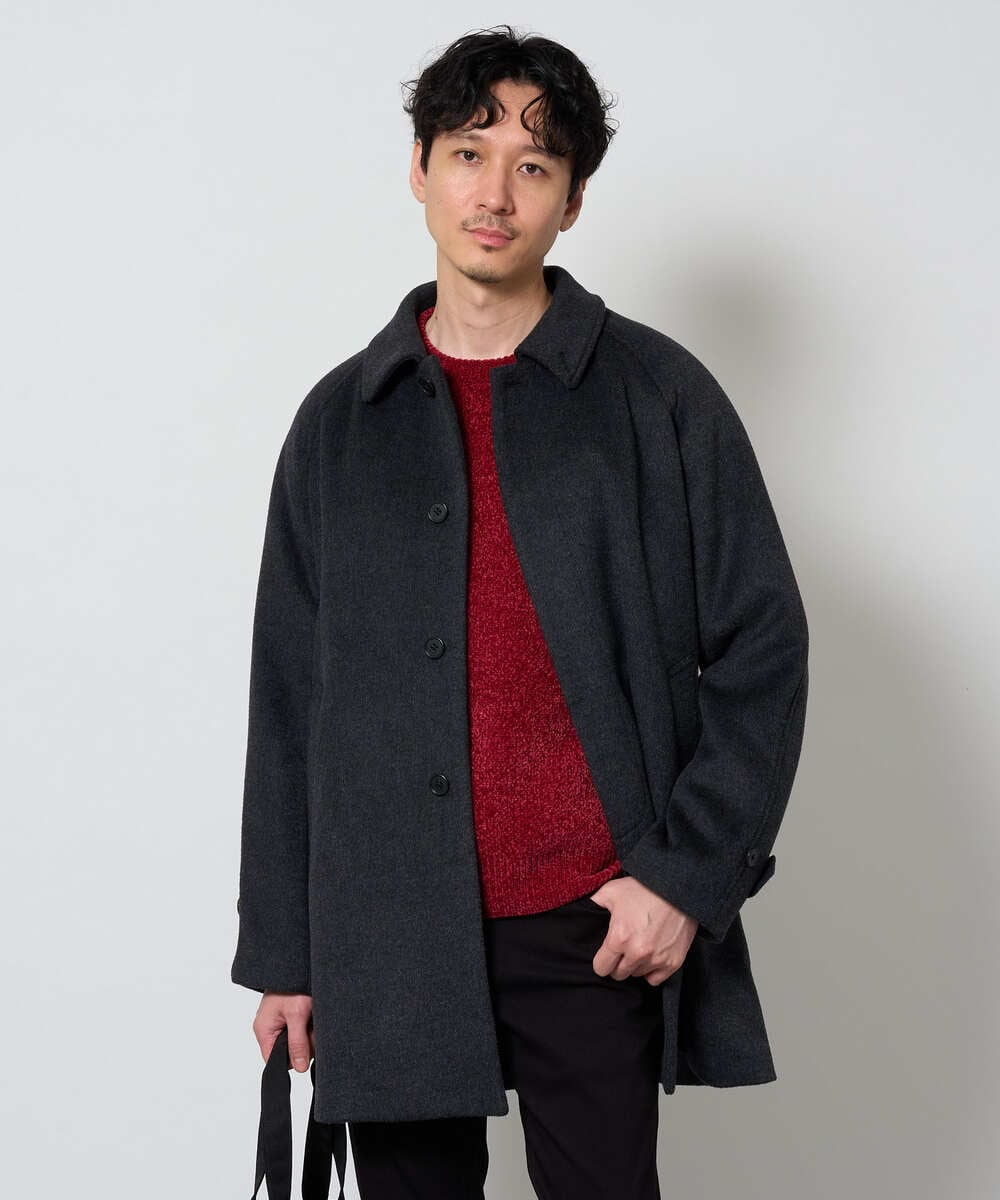 KHUAG09239 a.v.v MEN(アー・ヴェ・ヴェ) ライトビーバーステンカラーコート ブラック