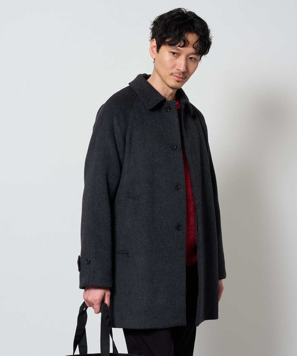 KHUAG09239 a.v.v MEN(アー・ヴェ・ヴェ) ライトビーバーステンカラーコート ブラック