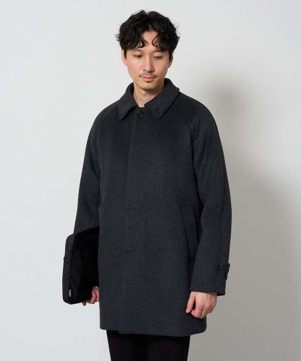 KHUAG09239 a.v.v MEN(アー・ヴェ・ヴェ) ライトビーバーステンカラーコート ブラック