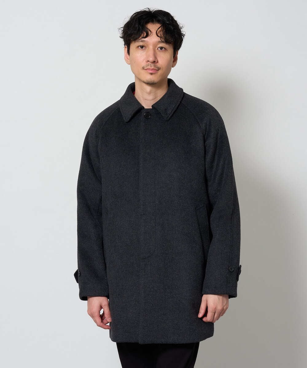 KHUAG09239 a.v.v MEN(アー・ヴェ・ヴェ) ライトビーバーステンカラーコート ブラック