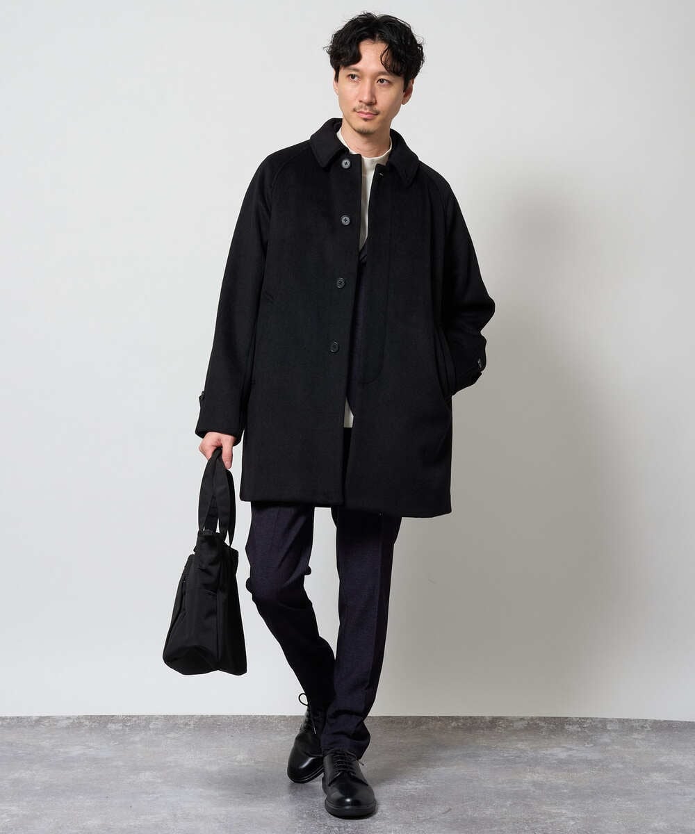 KHUAG09239 a.v.v MEN(アー・ヴェ・ヴェ) ライトビーバーステンカラーコート ブラック