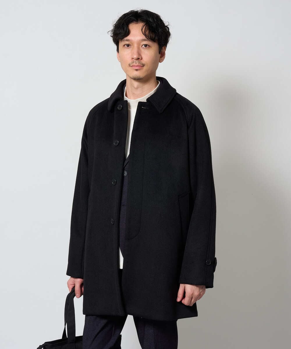 KHUAG09239 a.v.v MEN(アー・ヴェ・ヴェ) ライトビーバーステンカラーコート ブラック