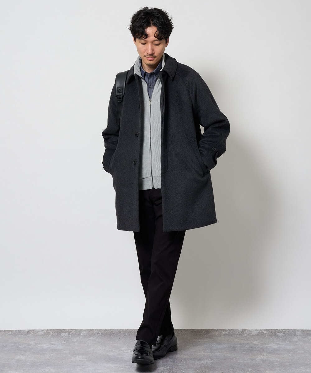 KHUAG09239 a.v.v MEN(アー・ヴェ・ヴェ) ライトビーバーステンカラーコート ブラック
