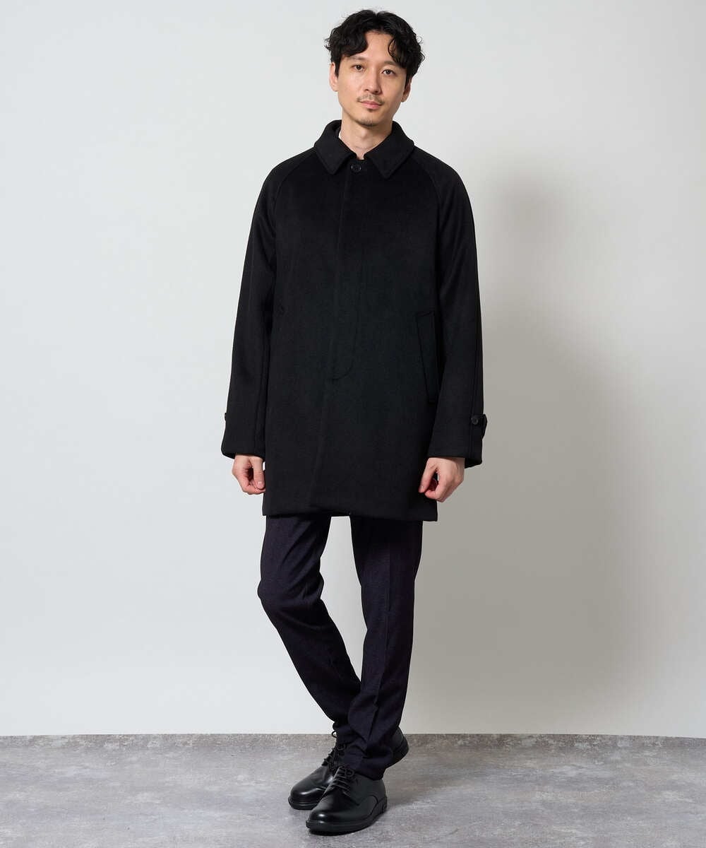 KHUAG09239 a.v.v MEN(アー・ヴェ・ヴェ) ライトビーバーステンカラーコート ブラック