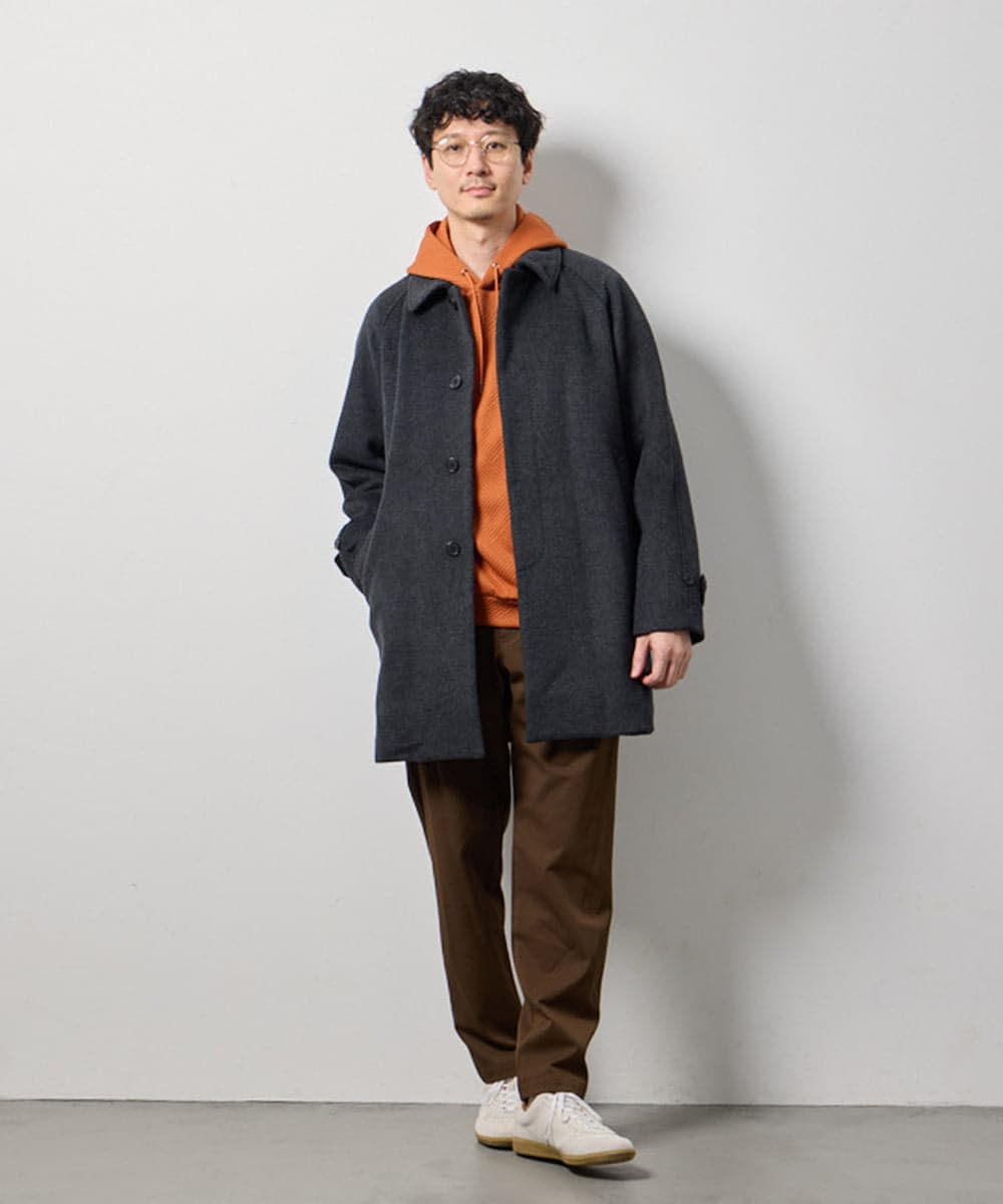 KHUAG09239 a.v.v MEN(アー・ヴェ・ヴェ) ライトビーバーステンカラーコート ブラック