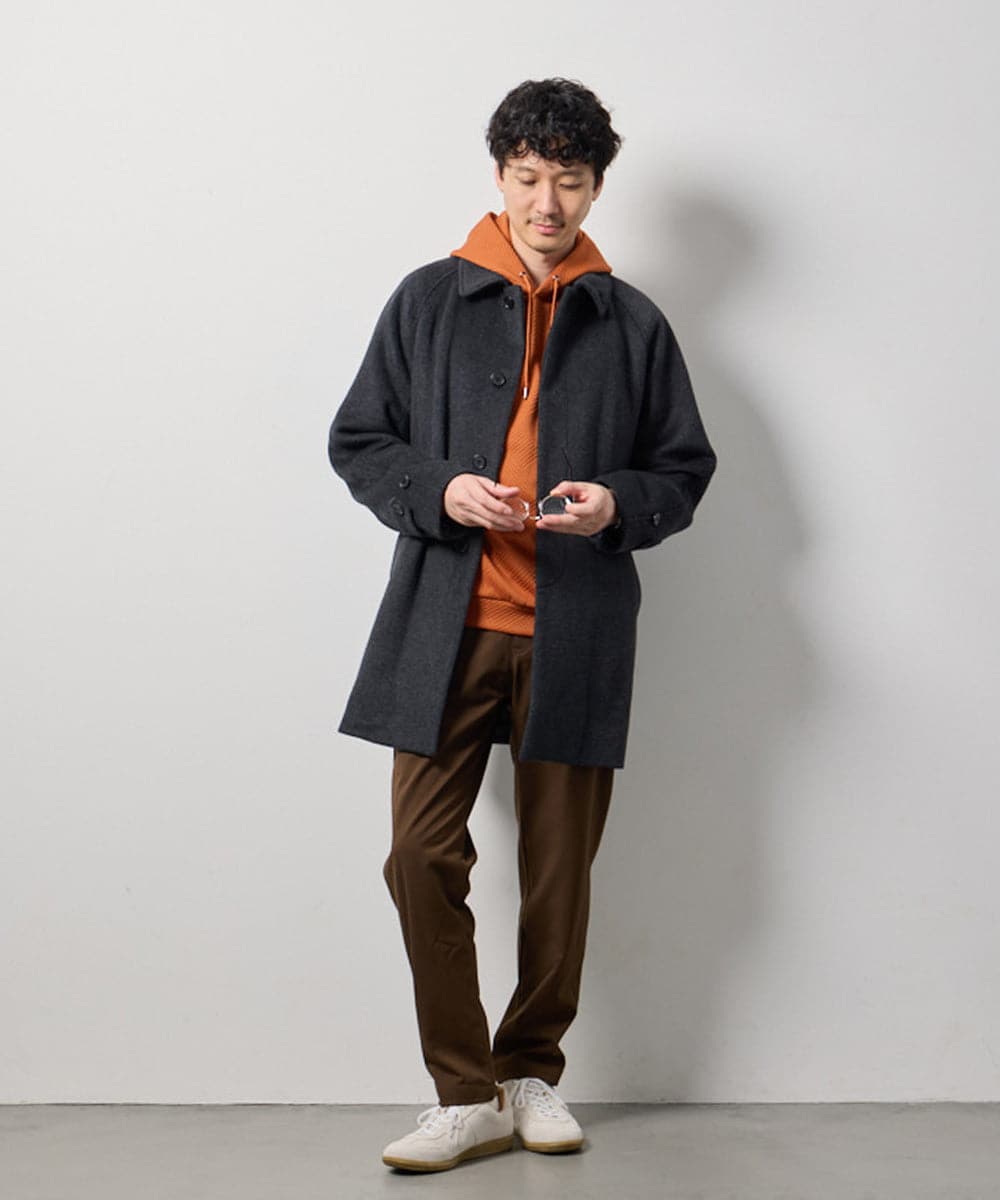 KHUAG09239 a.v.v MEN(アー・ヴェ・ヴェ) ライトビーバーステンカラーコート ブラック