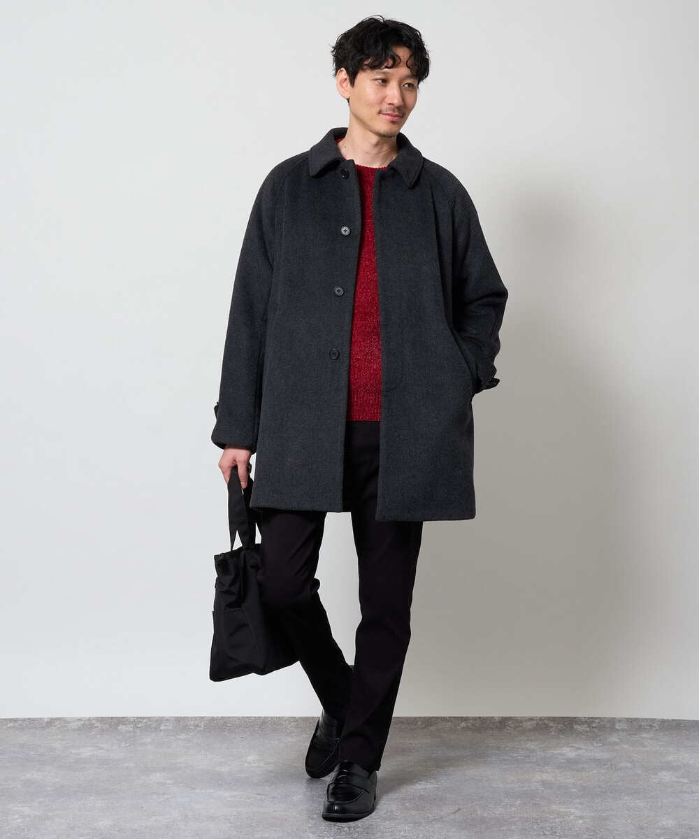 KHUAG09239 a.v.v MEN(アー・ヴェ・ヴェ) ライトビーバーステンカラーコート ブラック
