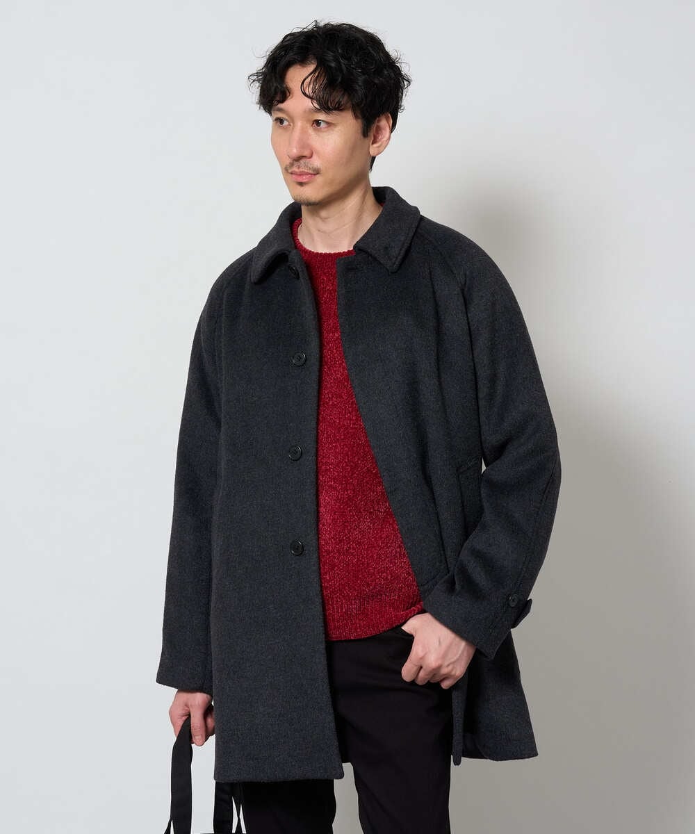 KHUAG09239 a.v.v MEN(アー・ヴェ・ヴェ) ライトビーバーステンカラーコート ブラック