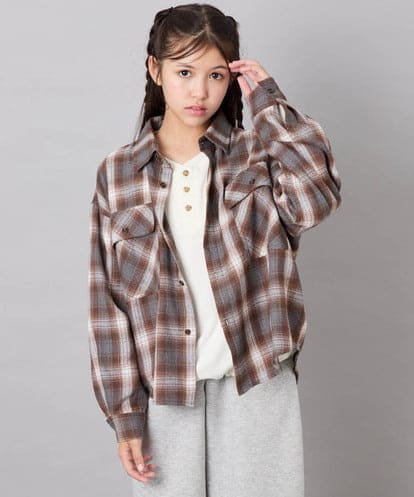KJBAG07039 a.v.v KIDS [140-160]【男女兼用】オンブレーチェックシャツ