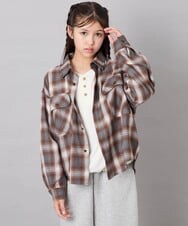 KJBAG07039 a.v.v KIDS(アー・ヴェ・ヴェ) [140-160]【男女兼用】オンブレーチェックシャツ オレンジ