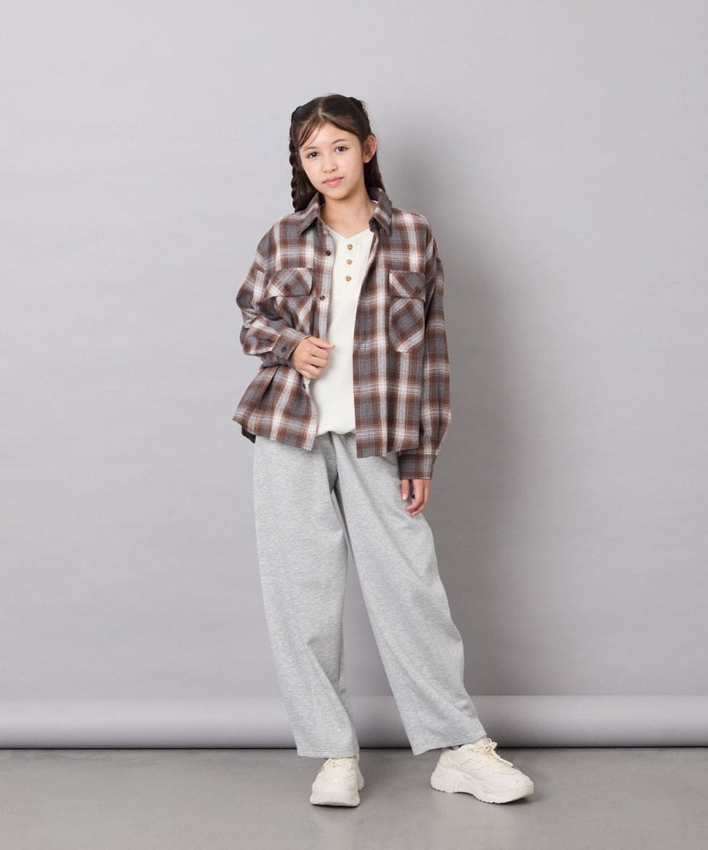 KJBAG07039 a.v.v KIDS(アー・ヴェ・ヴェ) [140-160]【男女兼用】オンブレーチェックシャツ オレンジ
