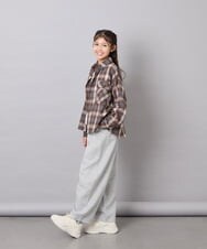 KJBAG07039 a.v.v KIDS(アー・ヴェ・ヴェ) [140-160]【男女兼用】オンブレーチェックシャツ オレンジ