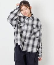 KJBAG07039 a.v.v KIDS(アー・ヴェ・ヴェ) [140-160]【男女兼用】オンブレーチェックシャツ ブラック