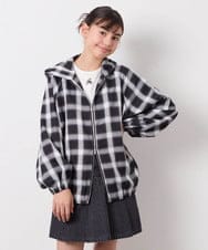 KJBED30049 a.v.v KIDS(アー・ヴェ・ヴェ) [130-160]フーディーチェックシャツブルゾン ブラック