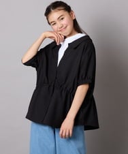 KJBFA03034 a.v.v KIDS(アー・ヴェ・ヴェ) [120-130]レイヤード風シャツブラウス グリーン