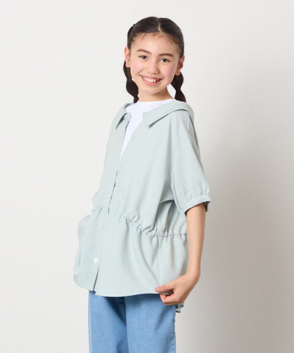 KJBFB03039 a.v.v KIDS(アー・ヴェ・ヴェ) [140-150]レイヤード風シャツブラウス グリーン