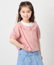 KJBFD40039 a.v.v KIDS(アー・ヴェ・ヴェ) [120-160]半袖レイヤード風シャツ ピンク