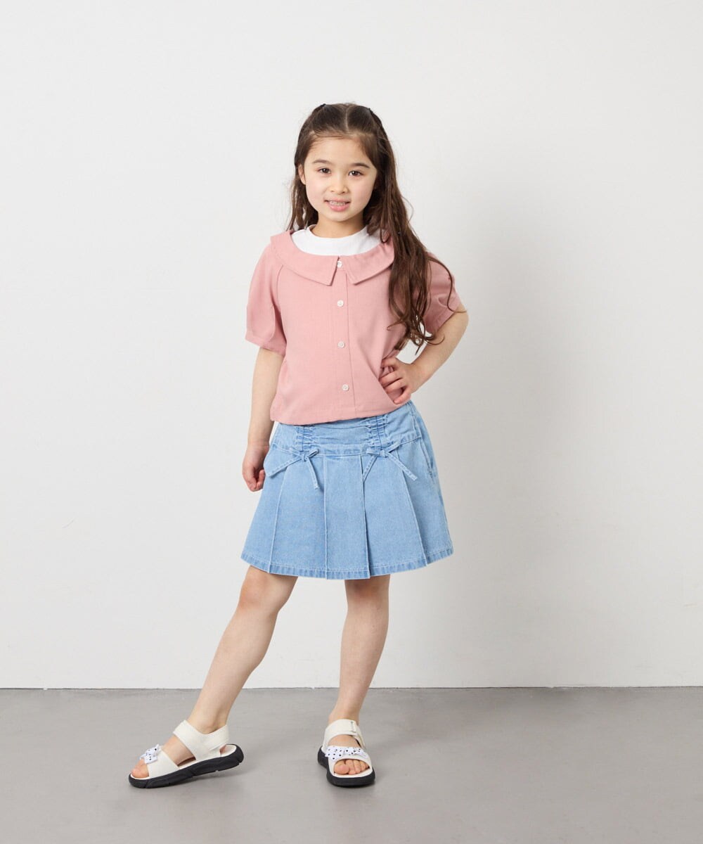 KJBFD40039 a.v.v KIDS(アー・ヴェ・ヴェ) [120-160]半袖レイヤード風シャツ ピンク