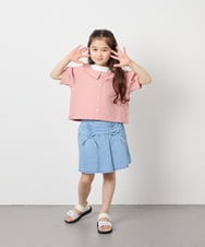 KJBFD40039 a.v.v KIDS(アー・ヴェ・ヴェ) [120-160]半袖レイヤード風シャツ ピンク
