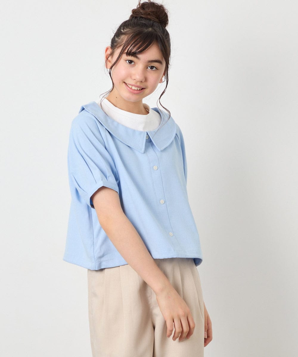 KJBFD40039 a.v.v KIDS(アー・ヴェ・ヴェ) [120-160]半袖レイヤード風シャツ ライトブルー