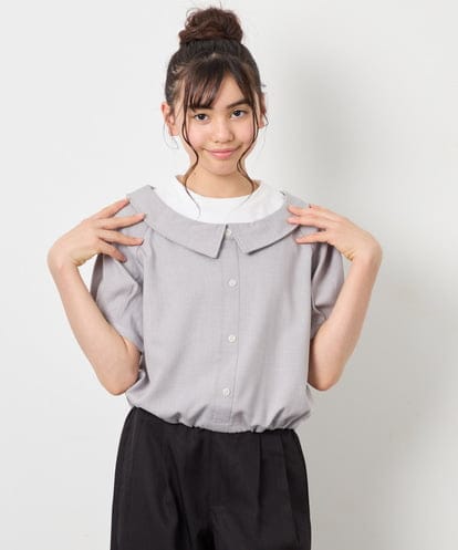 KJBFD40039 a.v.v KIDS [120-160]半袖レイヤード風シャツ