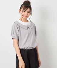 KJBFD40039 a.v.v KIDS(アー・ヴェ・ヴェ) [120-160]半袖レイヤード風シャツ ライトグレー