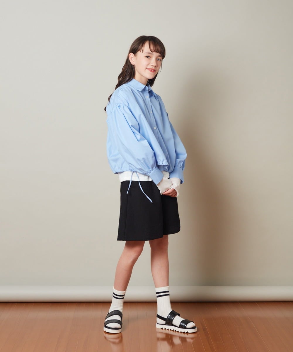 KJBFS46039 a.v.v KIDS(アー・ヴェ・ヴェ) [150-160]裾ドロストボリュームシャツ ライトブルー