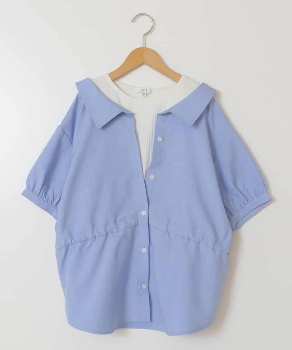 KJBFV40029 a.v.v KIDS(アー・ヴェ・ヴェ) [100-130]【綿100％】シャツレイヤードドッキングトップス ライトブルー