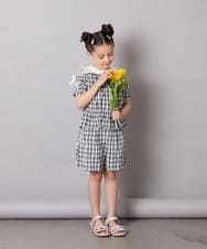 KJBGA17039 a.v.v KIDS(アー・ヴェ・ヴェ) [100-160]【セットアップも出来る】袖レースアップオフショルブラウス ブラック