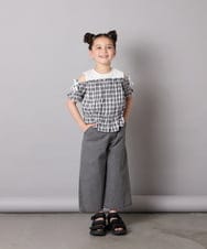 KJBGA17039 a.v.v KIDS(アー・ヴェ・ヴェ) [100-160]【セットアップも出来る】袖レースアップオフショルブラウス ブラック