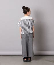 KJBGA17039 a.v.v KIDS(アー・ヴェ・ヴェ) [100-160]【セットアップも出来る】袖レースアップオフショルブラウス ブラック