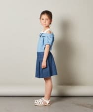 KJBGS03029 a.v.v KIDS(アー・ヴェ・ヴェ) [110-130]オフショルドッキングブラウス ブルー