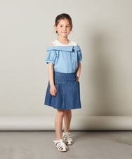 KJBGS03029 a.v.v KIDS(アー・ヴェ・ヴェ) [110-130]オフショルドッキングブラウス ブルー