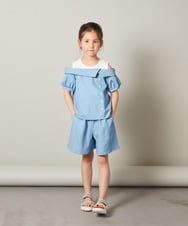KJBGS03029 a.v.v KIDS(アー・ヴェ・ヴェ) [110-130]オフショルドッキングブラウス ブルー