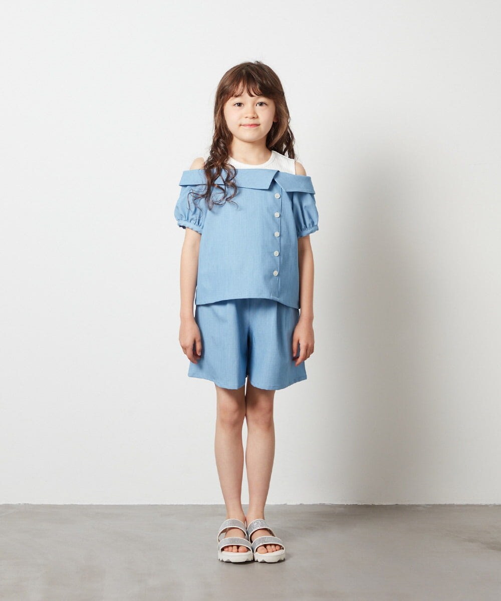 KJBGS03029 a.v.v KIDS(アー・ヴェ・ヴェ) [110-130]オフショルドッキングブラウス ブルー