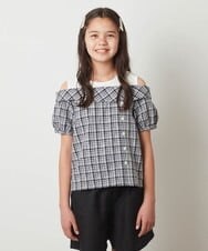 KJBGS03029 a.v.v KIDS(アー・ヴェ・ヴェ) [110-130]オフショルドッキングブラウス ブルー