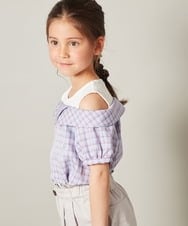 KJBGS03029 a.v.v KIDS(アー・ヴェ・ヴェ) [110-130]オフショルドッキングブラウス ラベンダー