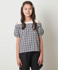KJBGS03029 a.v.v KIDS(アー・ヴェ・ヴェ) [110-130]オフショルドッキングブラウス ブラック