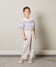 KJBGT03034 a.v.v KIDS(アー・ヴェ・ヴェ) [140-150]オフショルドッキングブラウス ブラック
