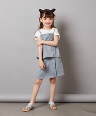 KJBGV02039 a.v.v KIDS(アー・ヴェ・ヴェ) [100-130]【セットアップ対応】レースアップドッキングTシャツ ライトブルー