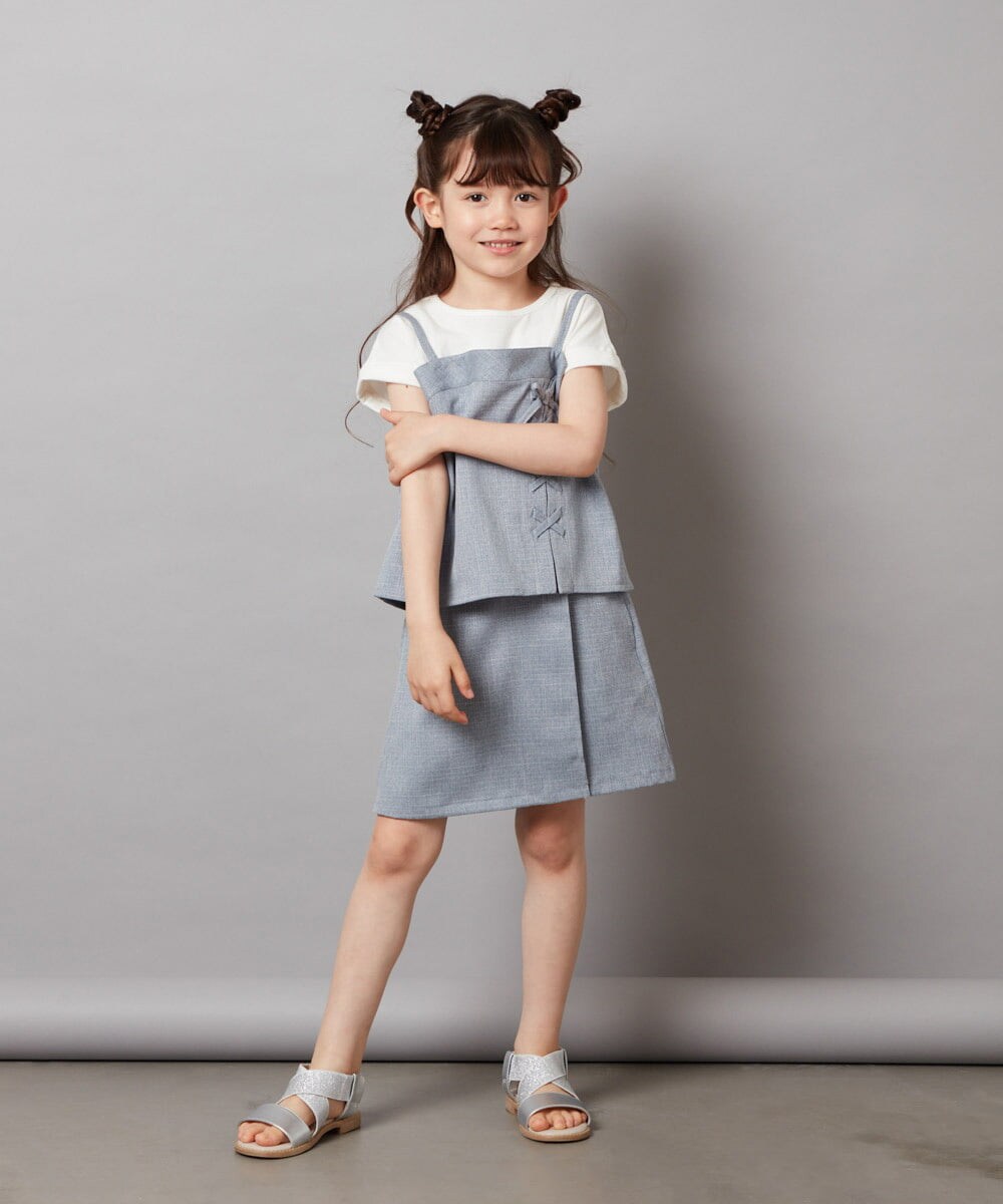 KJBGV02039 a.v.v KIDS(アー・ヴェ・ヴェ) [100-130]【セットアップ対応】レースアップドッキングTシャツ ライトブルー