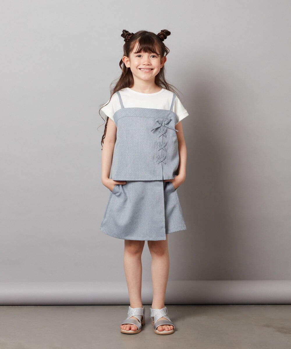 KJBGV02039 a.v.v KIDS(アー・ヴェ・ヴェ) [100-130]【セットアップ対応】レースアップドッキングTシャツ ライトブルー