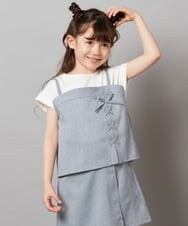 KJBGV02039 a.v.v KIDS(アー・ヴェ・ヴェ) [100-130]【セットアップ対応】レースアップドッキングTシャツ ライトブルー